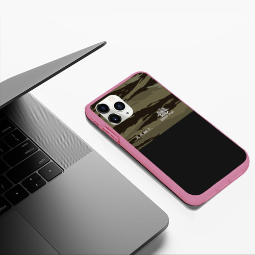 Чехол для iPhone 11 Pro Max матовый Камуфляж ВМФ РФ, цвет малиновый - фото 5