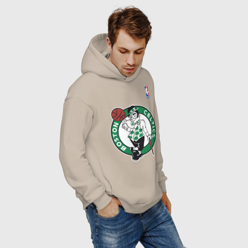 Мужское худи Oversize хлопок Boston Celtics, цвет миндальный - фото 7