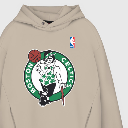 Мужское худи Oversize хлопок Boston Celtics, цвет миндальный - фото 4