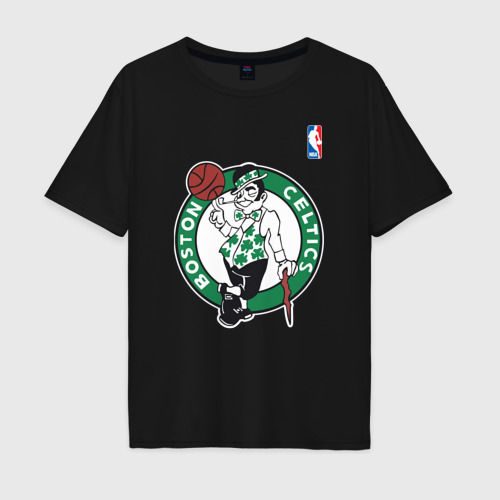 Мужская футболка хлопок Oversize Boston Celtics, цвет черный