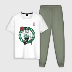 Мужская пижама с белой футболкой хлопок Boston Celtics