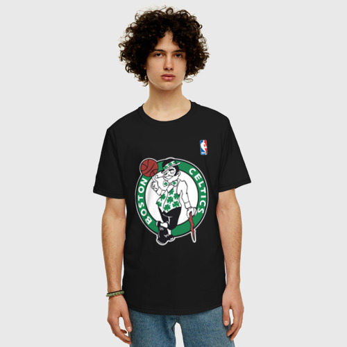 Мужская футболка хлопок Oversize Boston Celtics, цвет черный - фото 3