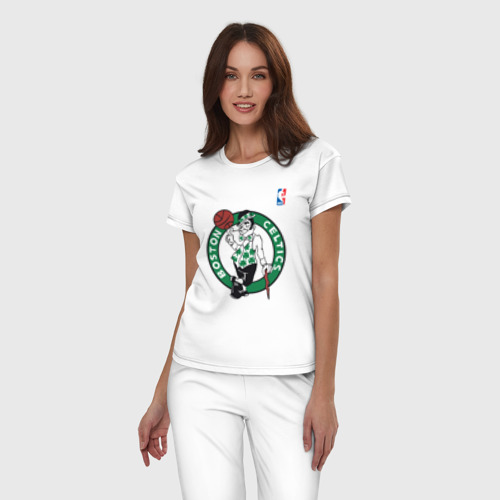 Женская пижама хлопок Boston Celtics, цвет белый - фото 3