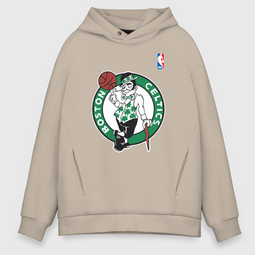 Мужское худи Oversize хлопок Boston Celtics, цвет миндальный