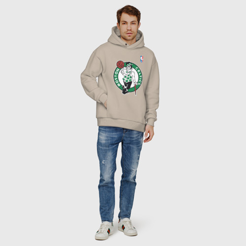 Мужское худи Oversize хлопок Boston Celtics, цвет миндальный - фото 6