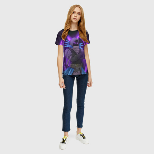 Женская футболка 3D с принтом Raven, вид сбоку #3