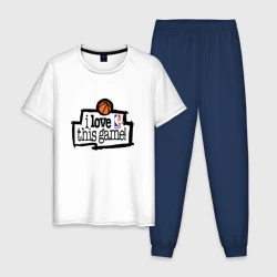 Мужская пижама с белой футболкой хлопок I love this game