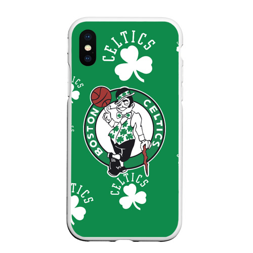 Чехол для iPhone XS Max матовый с принтом Boston Celtics, nba, вид спереди №1
