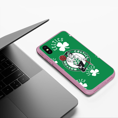 Чехол для iPhone XS Max матовый Boston Celtics, nba, цвет розовый - фото 5