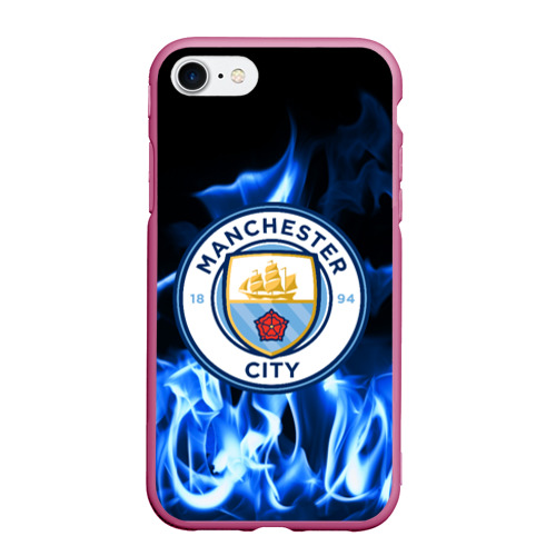Чехол для iPhone 7/8 матовый Manchester city, цвет малиновый