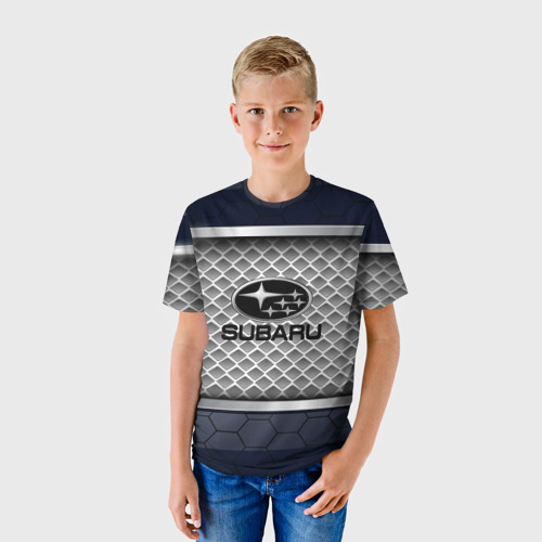 Детская футболка 3D с принтом SUBARU SPORT, фото на моделе #1