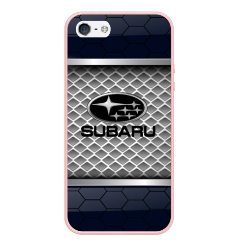 Чехол для iPhone 5/5S матовый Subaru sport, цвет светло-розовый