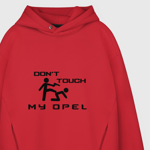 Мужское худи Oversize хлопок Don't touch my Opel, цвет красный - фото 4