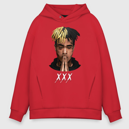 Мужское худи Oversize хлопок XXXTentacion 6, цвет красный