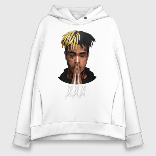 Женское худи Oversize хлопок XXXTentacion 6, цвет белый