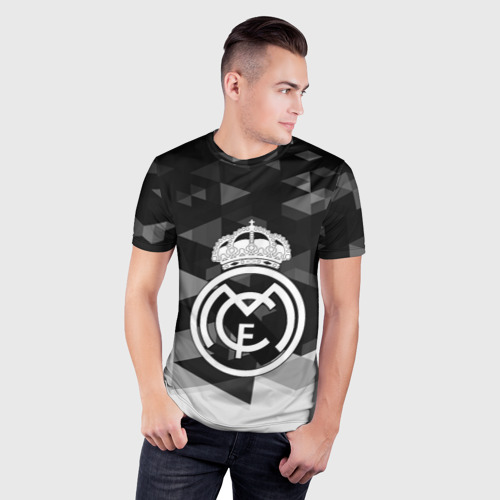 Мужская футболка 3D Slim FC Real Madrid sport geometry, цвет 3D печать - фото 3