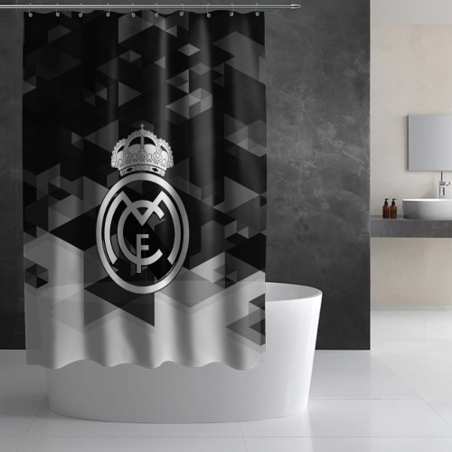 Штора 3D для ванной FC Real Madrid sport geometry - фото 3