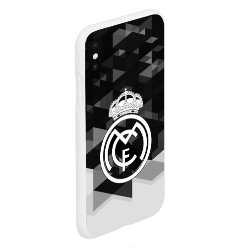 Чехол для iPhone XS Max матовый с принтом FC Real Madrid sport geometry, вид сбоку #3