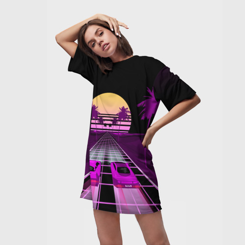 Платье-футболка 3D Vaporwave, цвет 3D печать - фото 3
