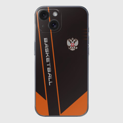Чехол для iPhone 15 силиконовый с защитой камеры Баскетбол