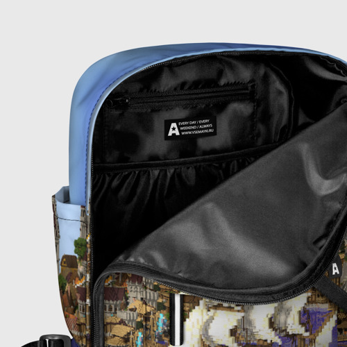 Женский рюкзак 3D с принтом Корабль и замок в манкрафт, фото #5