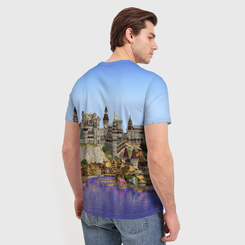 Мужская футболка 3D Корабль и замок в Minecraft, цвет 3D печать - фото 4