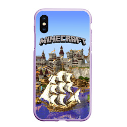 Чехол для iPhone XS Max матовый Корабль и замок в Minecraft