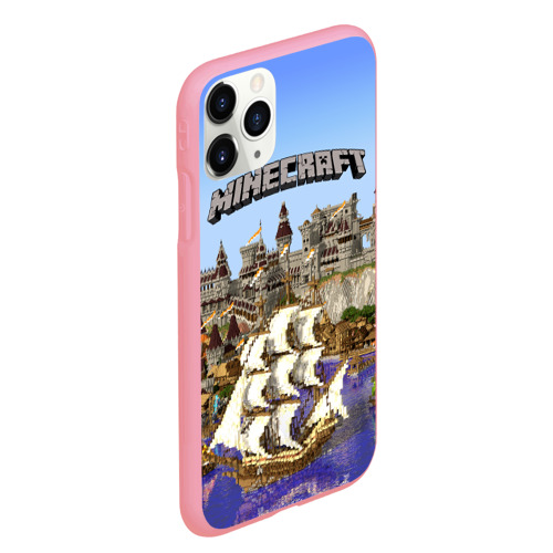 Чехол для iPhone 11 Pro Max матовый Корабль и замок в Minecraft, цвет баблгам - фото 3