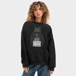 Женский свитшот oversize без начеса хлопок Кот Бегемот - фото 2