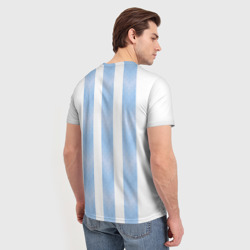 Футболка с принтом Сборная Аргентины для мужчины, вид на модели сзади №2. Цвет основы: белый