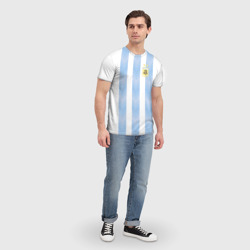 Футболка с принтом Сборная Аргентины для мужчины, вид на модели спереди №3. Цвет основы: белый