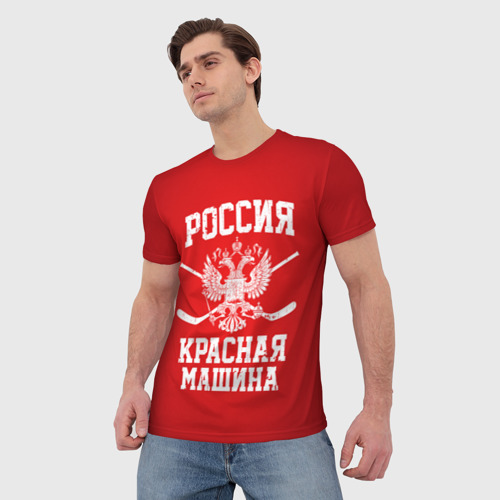 Мужская футболка 3D Красная машина, цвет 3D печать - фото 3