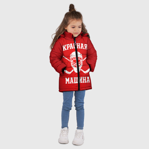 Зимняя куртка для девочек 3D Красная машина, цвет черный - фото 5