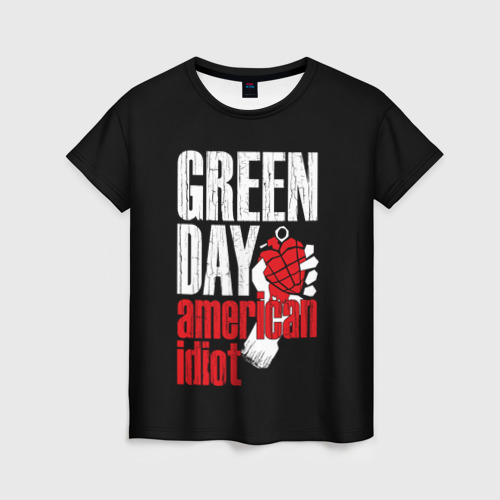 Женская футболка 3D с принтом Green Day American Idiot, вид спереди #2