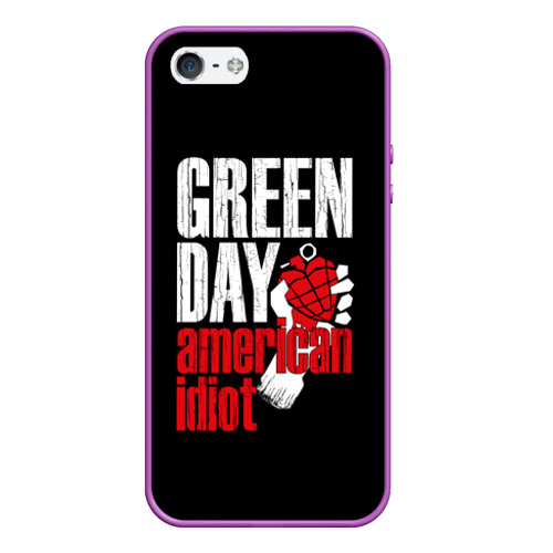 Чехол для iPhone 5/5S матовый Green Day American Idiot, цвет фиолетовый