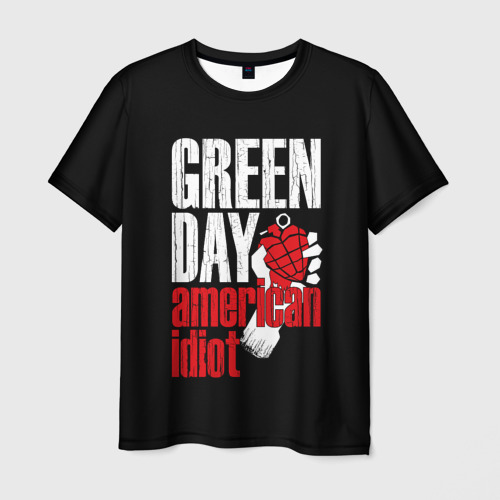 Мужская футболка с принтом Green Day American Idiot, вид спереди №1