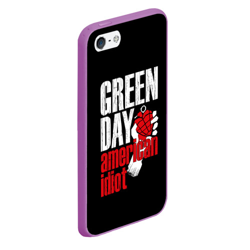 Чехол для iPhone 5/5S матовый Green Day American Idiot, цвет фиолетовый - фото 3