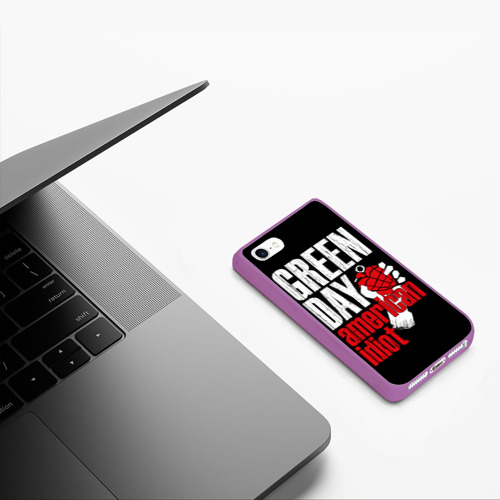 Чехол для iPhone 5/5S матовый Green Day American Idiot, цвет фиолетовый - фото 5