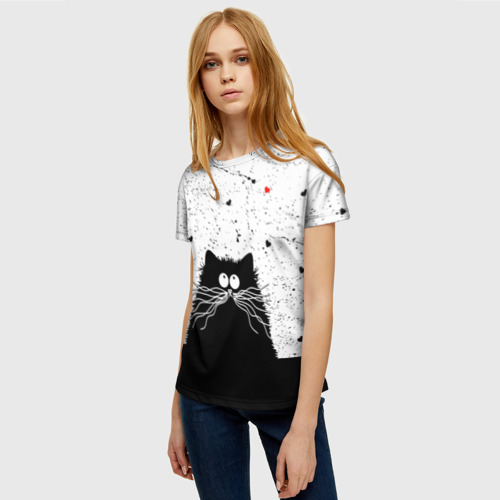 Женская футболка 3D Котик, цвет 3D печать - фото 3