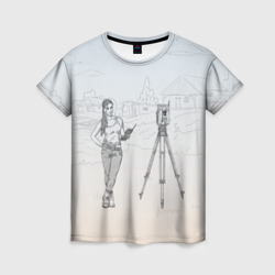 Женская футболка 3D Девушка с контроллером