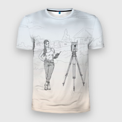 Мужская футболка 3D Slim Девушка с контроллером