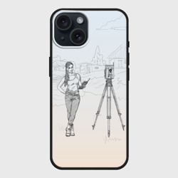Чехол силиконовый для Apple iPhone 15 матовый Девушка с контроллером