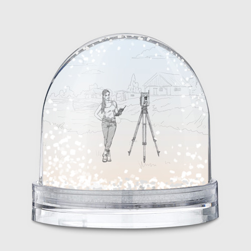 Игрушка Снежный шар с принтом Девушка с контроллером, вид спереди №1