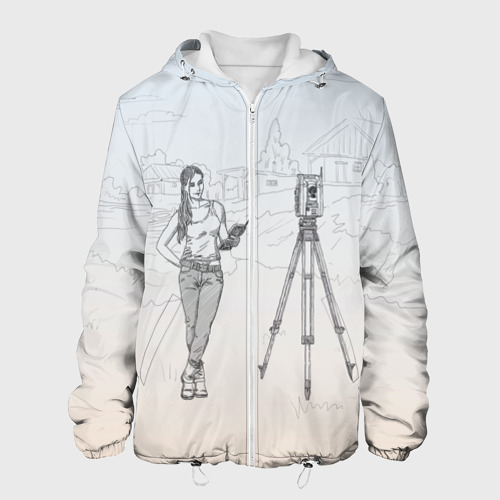 Мужская куртка 3D с принтом Девушка с контроллером, вид спереди #2