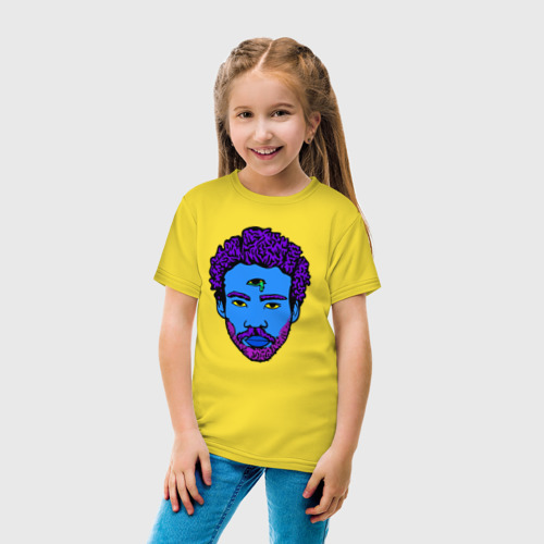Детская футболка хлопок Childish Gambino синяя голова, цвет желтый - фото 5