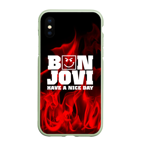 Чехол для iPhone XS Max матовый Bon Jovi, цвет салатовый