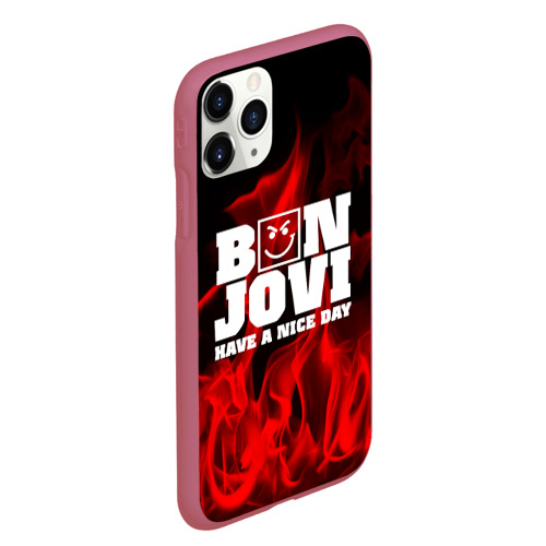 Чехол для iPhone 11 Pro Max матовый Bon Jovi, цвет малиновый - фото 3