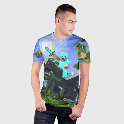 Мужская футболка 3D Slim Стив среди парящих островов, цвет 3D печать - фото 3
