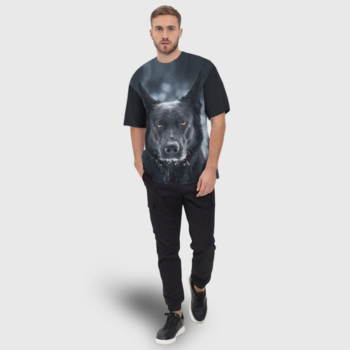 Мужская футболка oversize 3D Dark Dog, цвет 3D печать - фото 5