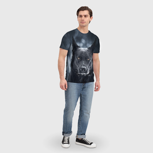 Мужская футболка 3D с принтом Dark Dog, вид сбоку #3